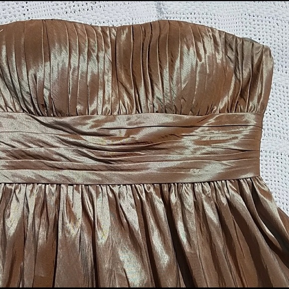 Bill Levkoff gold shimmer strapless formal dress - Picture 2 of 6